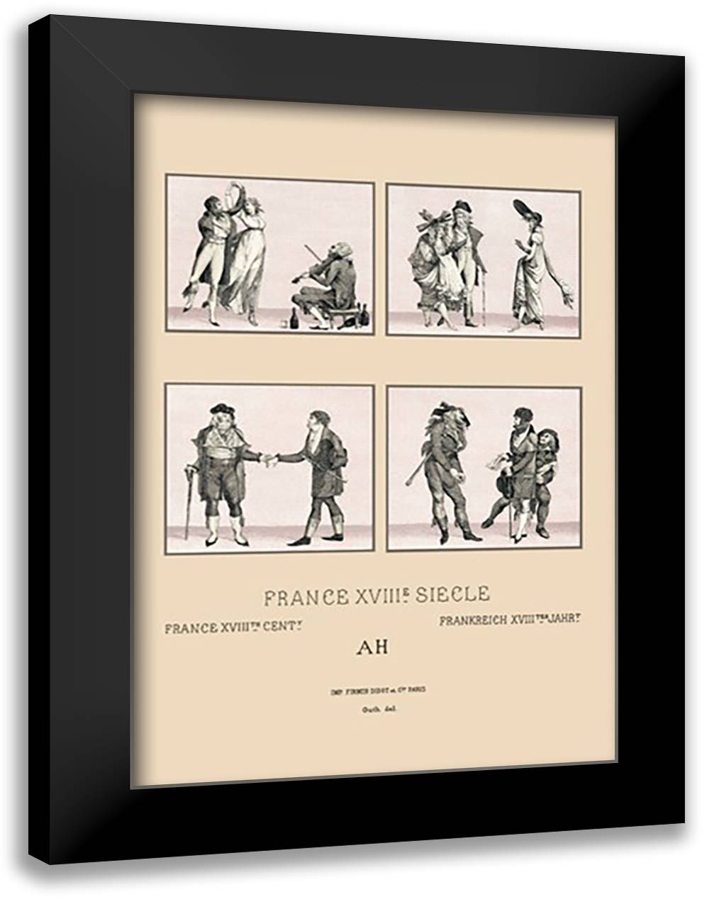 Popular Styles of Eighteenth Century France 16x22 Black Modern Wood Framed Art Print Poster by Racinet, Auguste