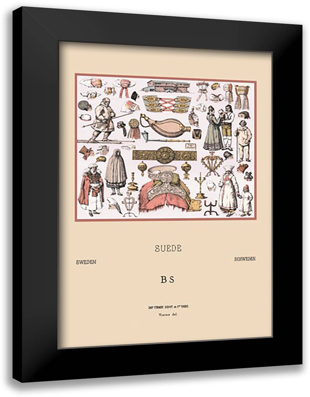Scandinavian Styles 16x22 Black Modern Wood Framed Art Print Poster by Racinet, Auguste