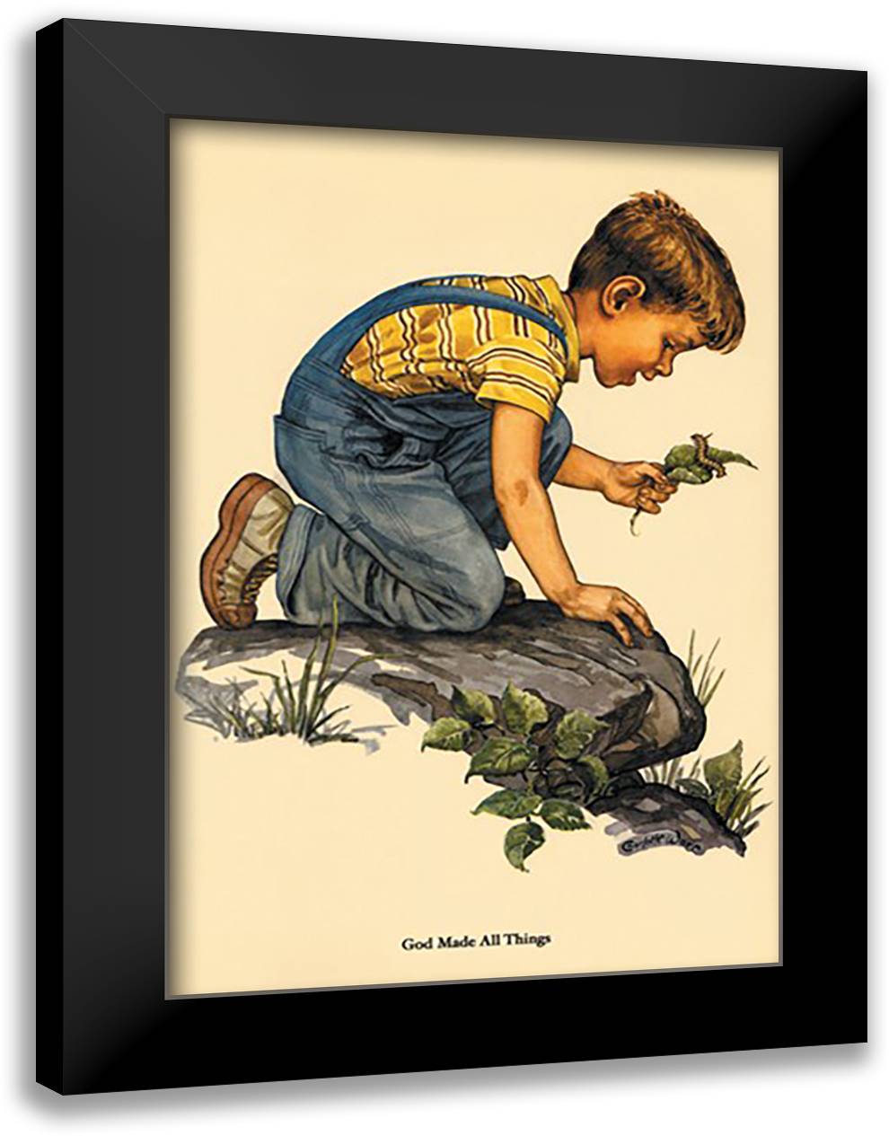 God Made All Things 16x22 Black Modern Wood Framed Art Print Poster by Ware, Charlotte