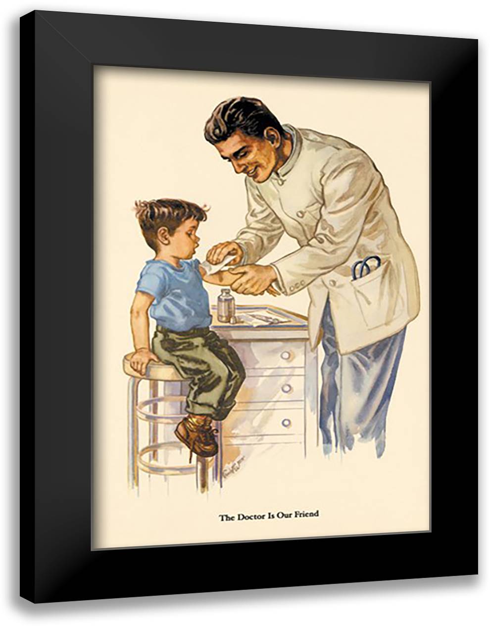 Doctor is Our Friend 16x22 Black Modern Wood Framed Art Print Poster by Ware, Charlotte