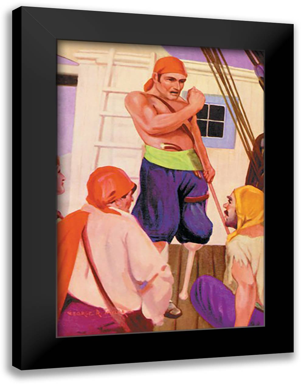 Long John Silver 16x22 Black Modern Wood Framed Art Print Poster by Taylor, George