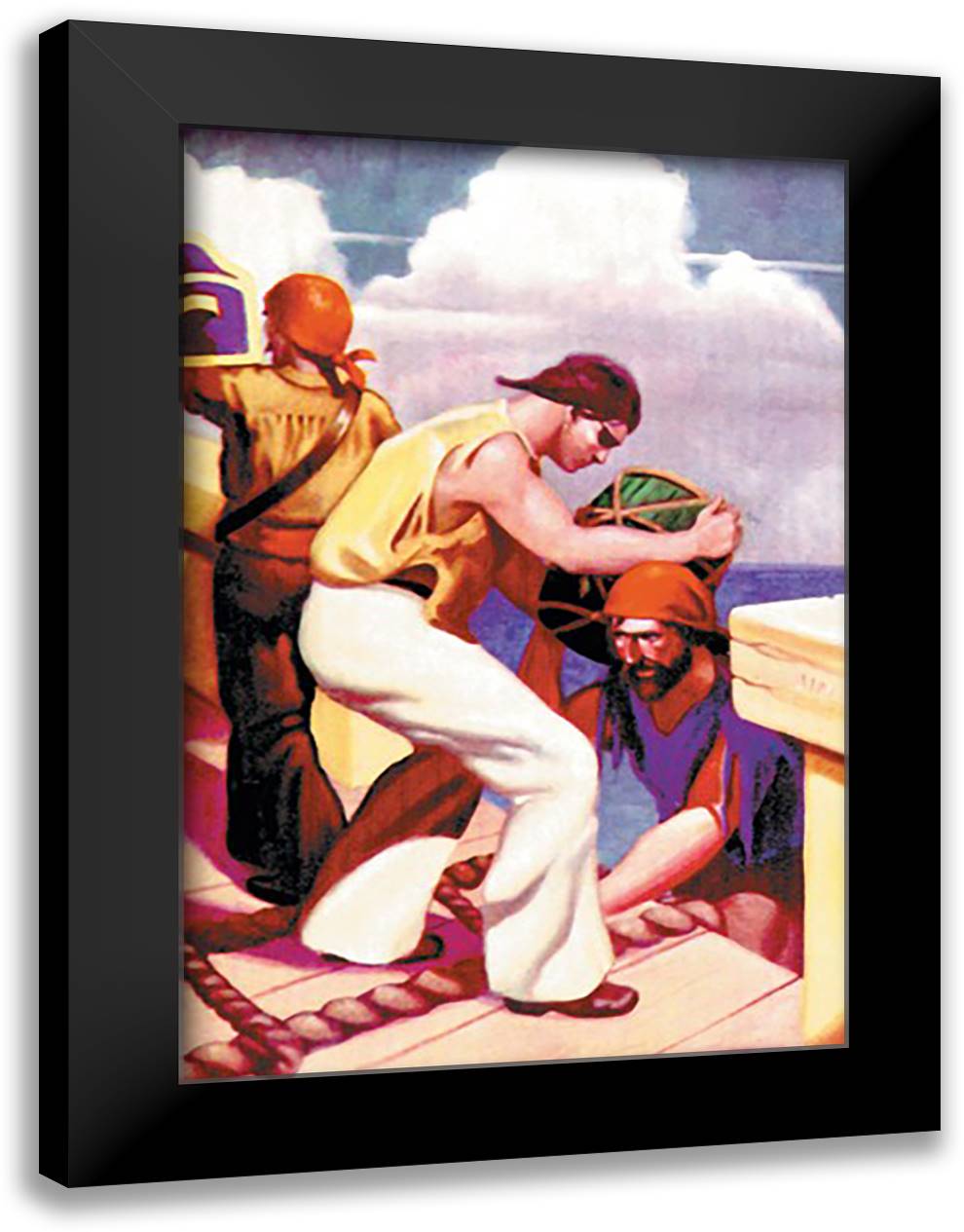 Hauling the Booty 16x22 Black Modern Wood Framed Art Print Poster by Taylor, George
