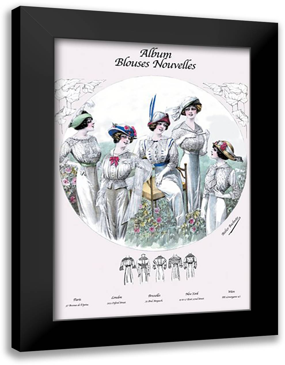 Album Blouses Nouvelles: Five White Blouses 16x22 Black Modern Wood Framed Art Print Poster by Bachrvitz, Atelier