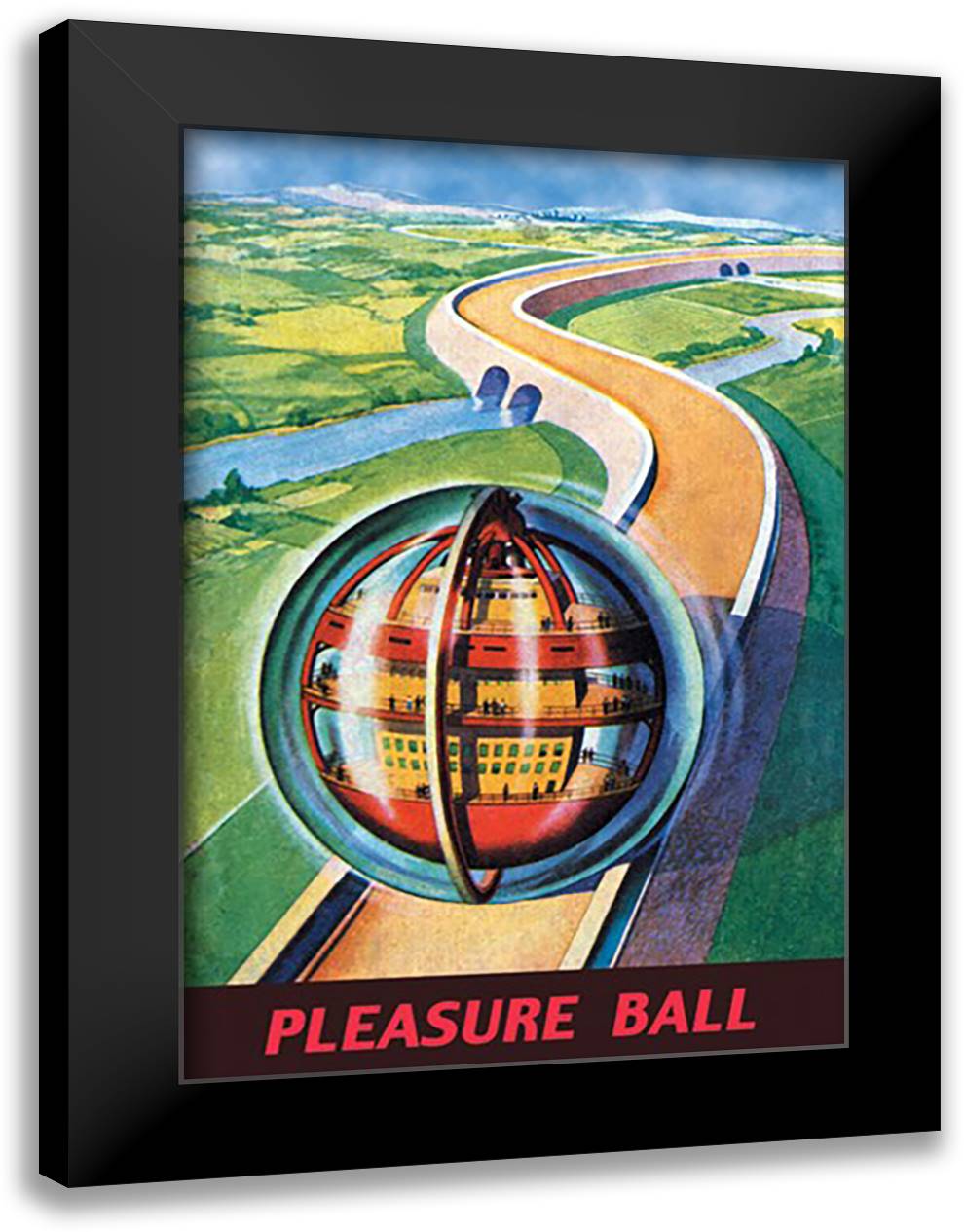Pleasure Ball 16x22 Black Modern Wood Framed Art Print Poster