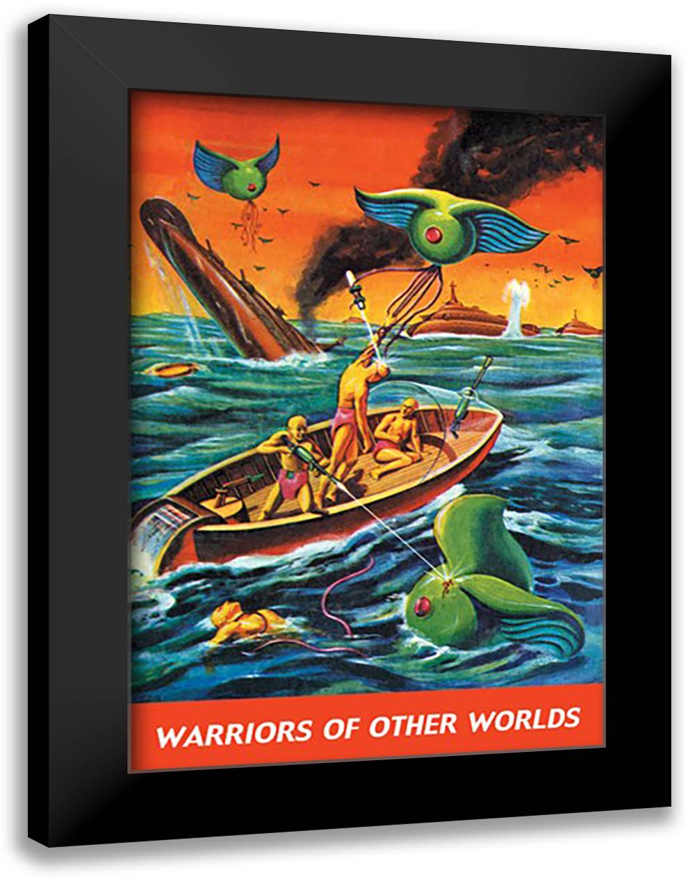 Warriors of Other Worlds 16x22 Black Modern Wood Framed Art Print Poster