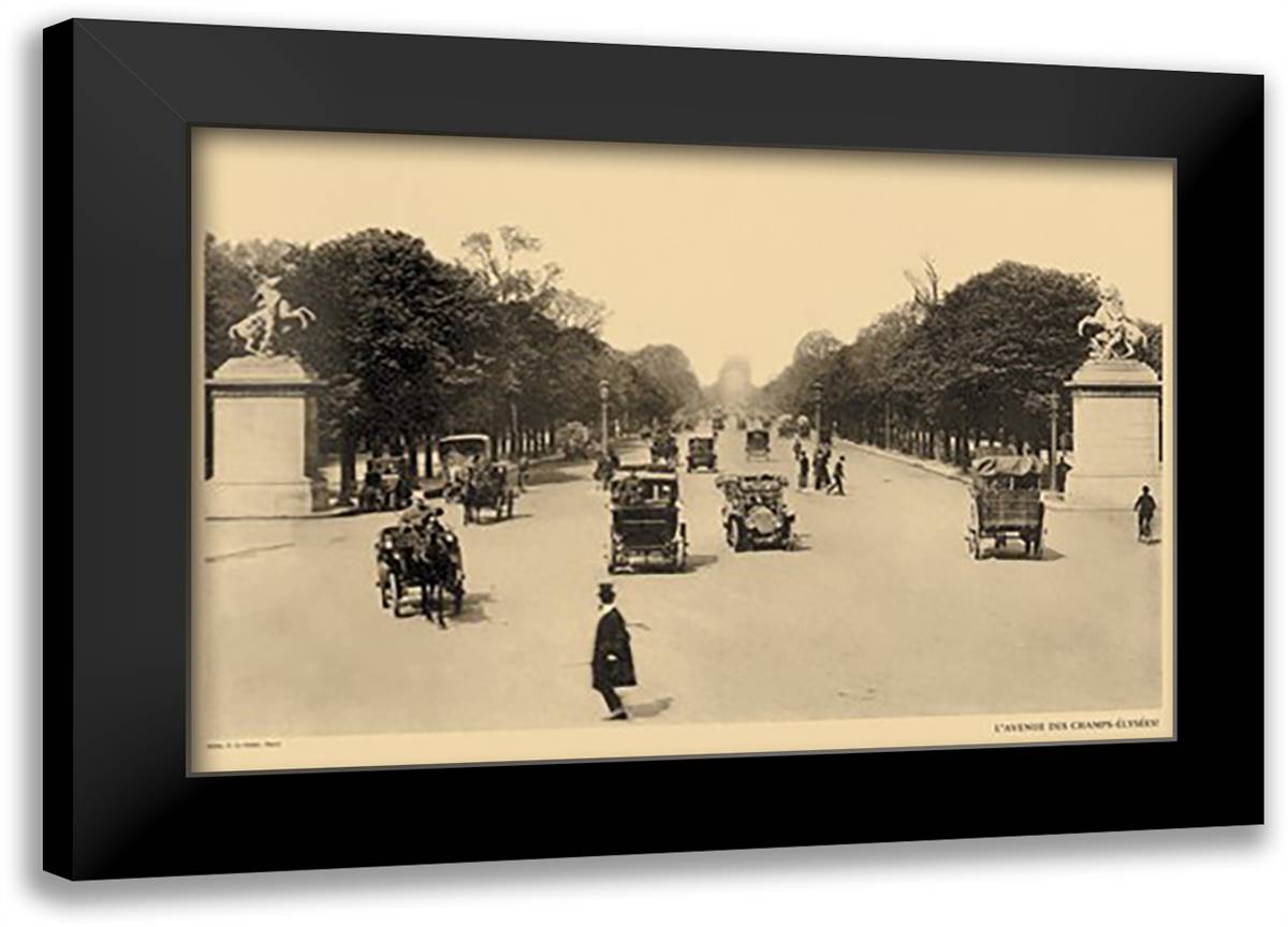 Avenue of the Champs-Elysees (Elysian Fields) 22x16 Black Modern Wood Framed Art Print Poster by Ledeley, Helio E.
