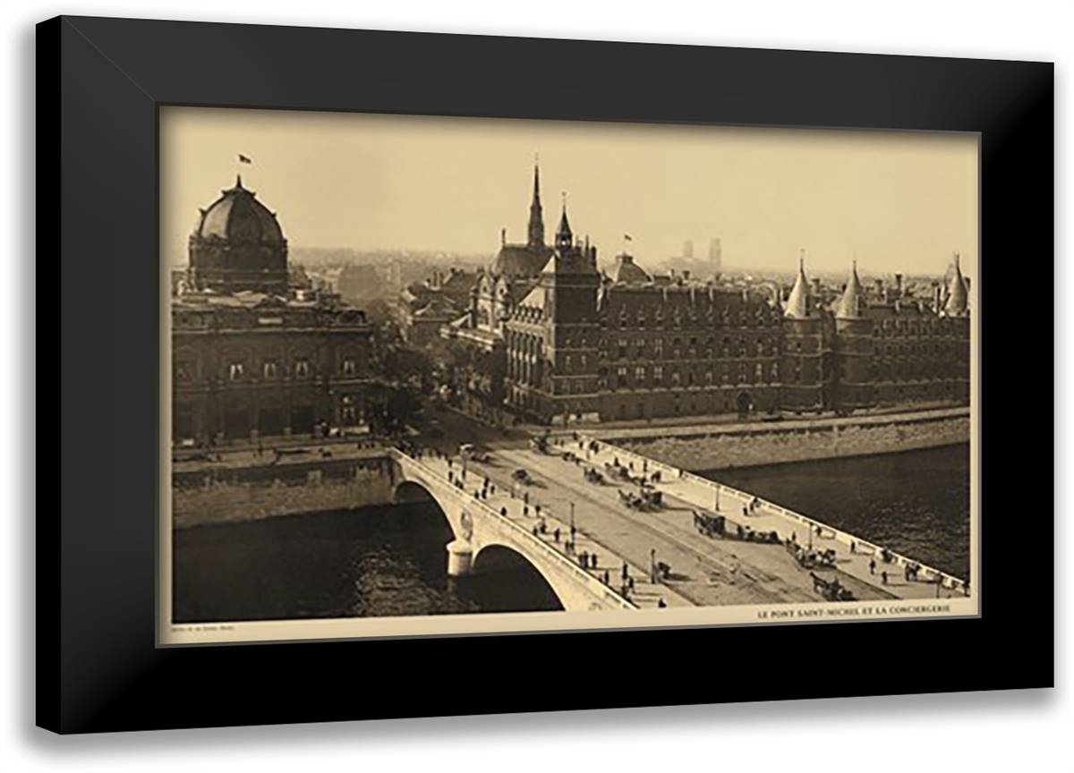 Exchange Bridge and Court of Justice 22x16 Black Modern Wood Framed Art Print Poster by Ledeley, Helio E.