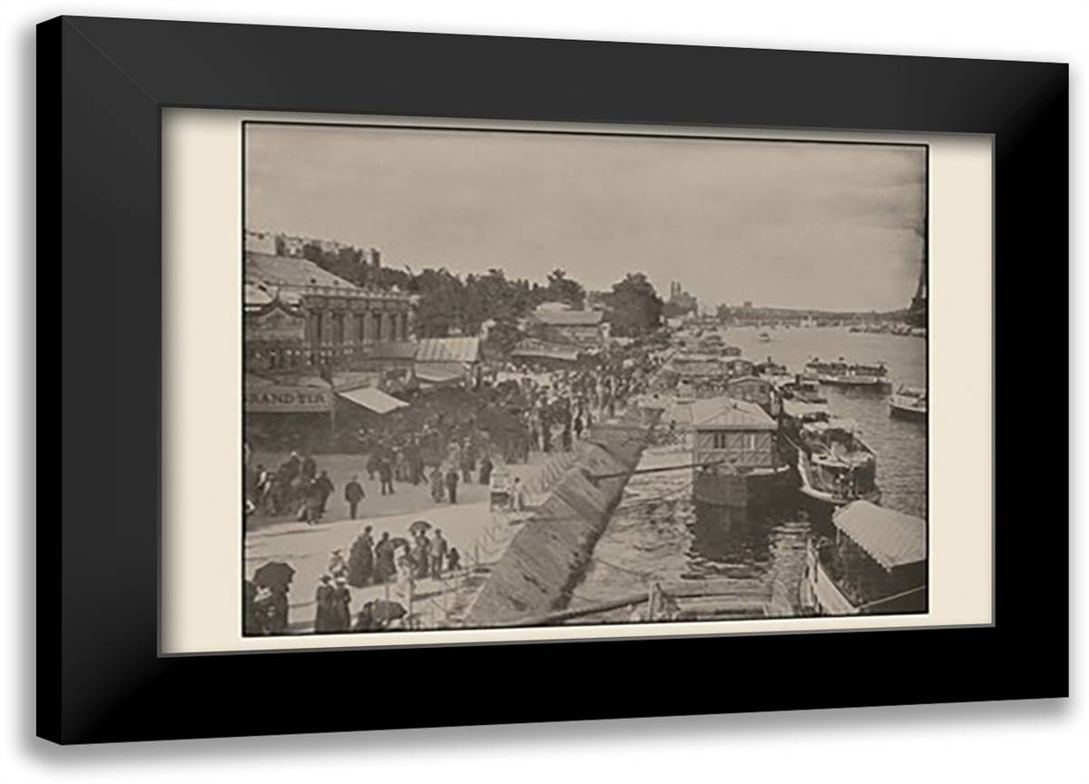 Point-Du-Jour, Quay Auteuil 22x16 Black Modern Wood Framed Art Print Poster by Pepper, A.