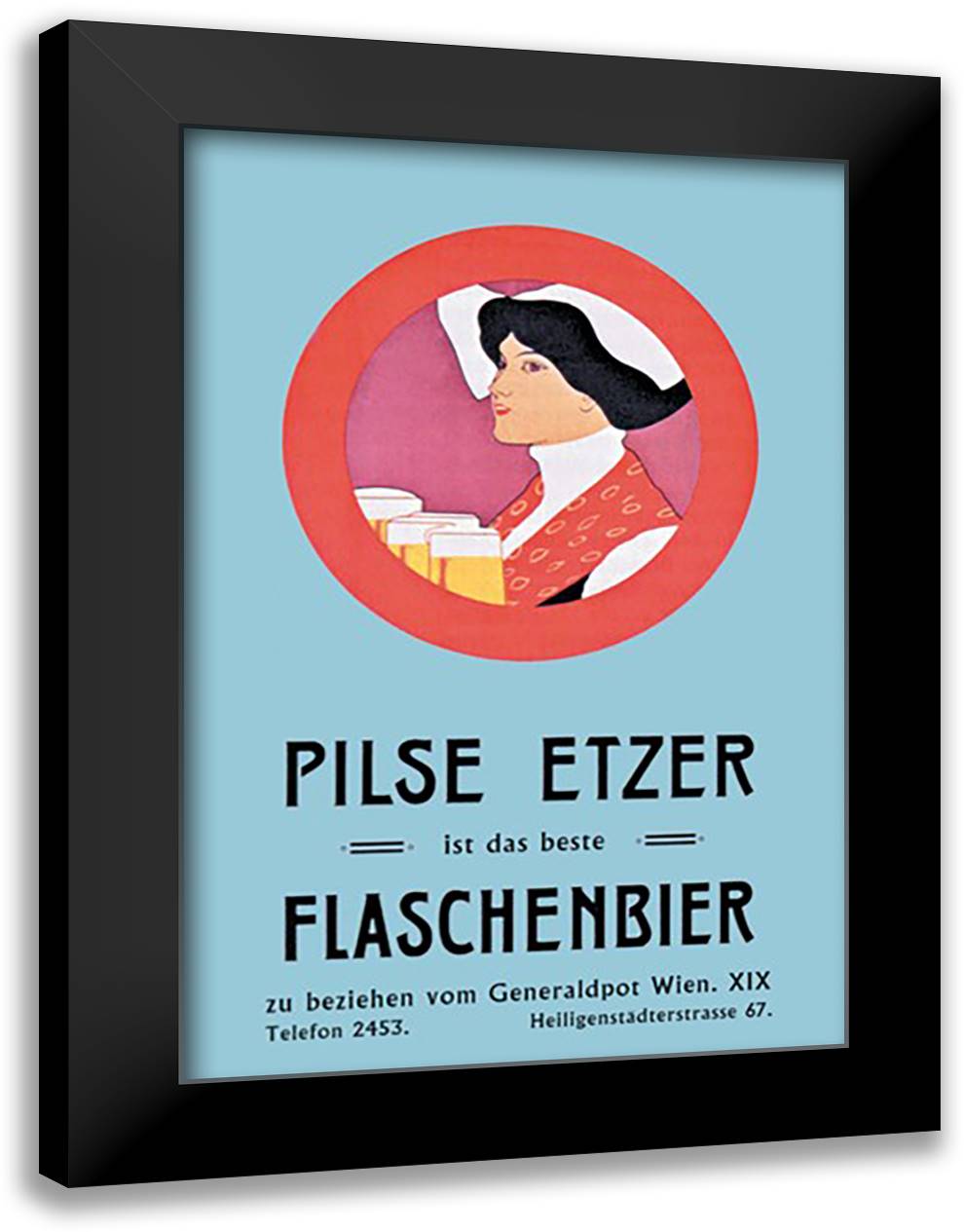 Pilznetzer is das Beste Flaschenbier 16x22 Black Modern Wood Framed Art Print Poster by Sperl, F.
