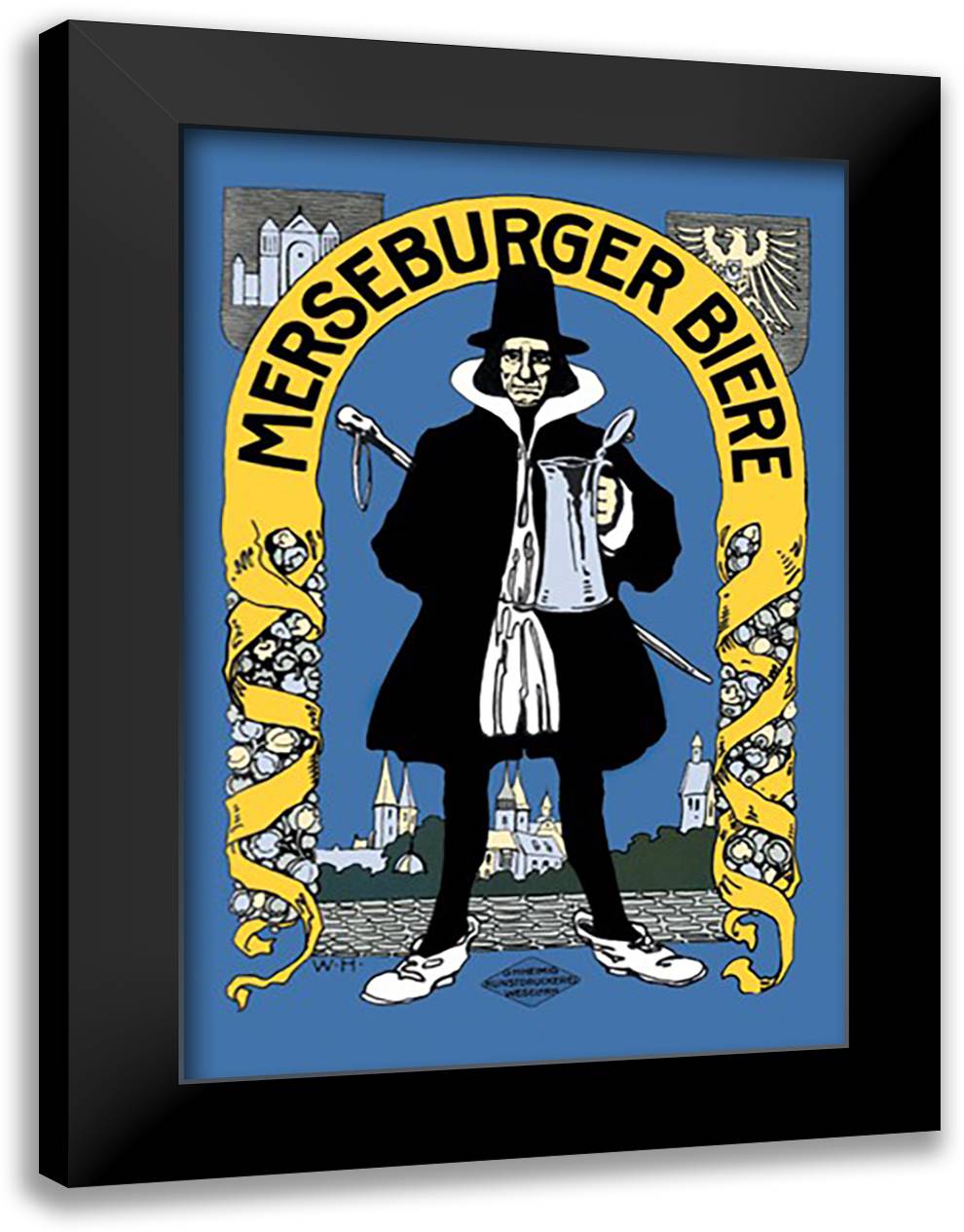 Merseburger Biere 16x22 Black Modern Wood Framed Art Print Poster