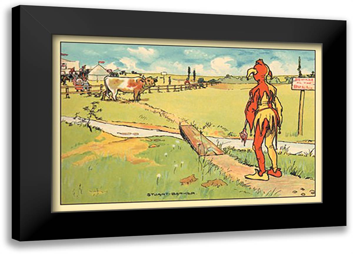 Beware of the Bull 22x16 Black Modern Wood Framed Art Print Poster by Stuart-Barker