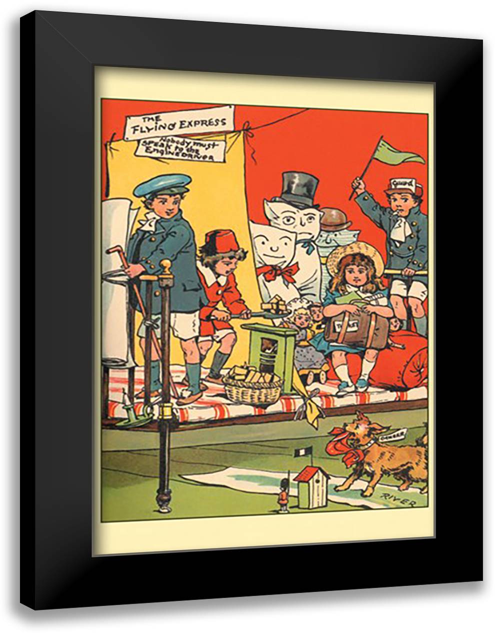 Flying Express 16x22 Black Modern Wood Framed Art Print Poster