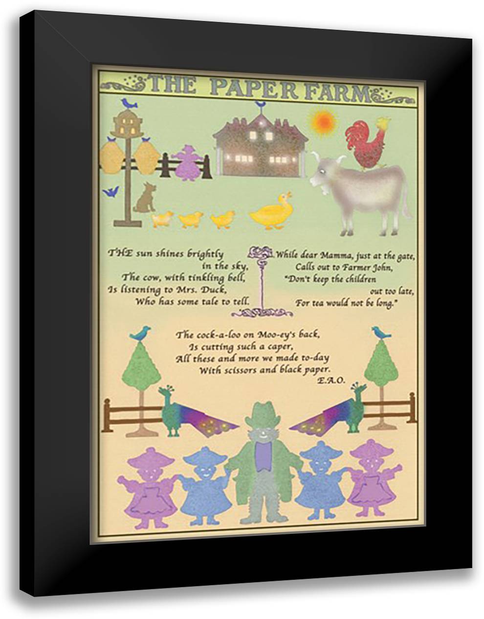 Paper Farm 16x22 Black Modern Wood Framed Art Print Poster by E.A.O.