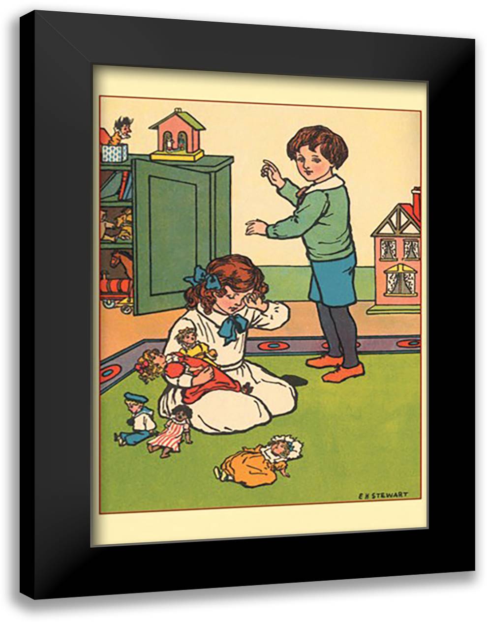 Laurie and Mab 16x22 Black Modern Wood Framed Art Print Poster by Stewart, Julius