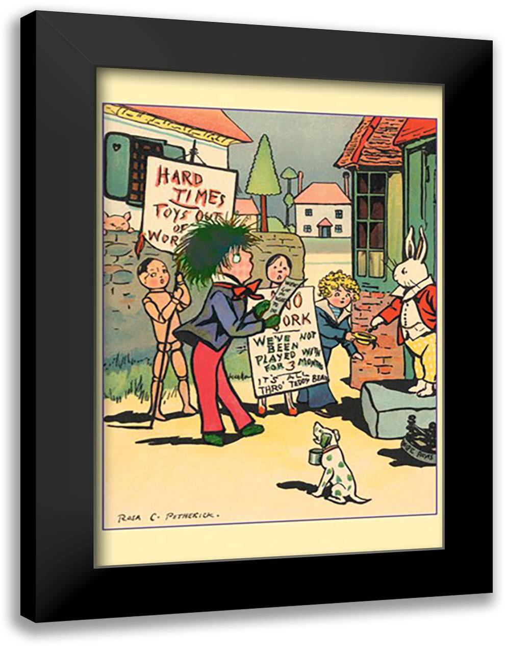 Strike of the Toys 16x22 Black Modern Wood Framed Art Print Poster by Petherick, Rosa C.