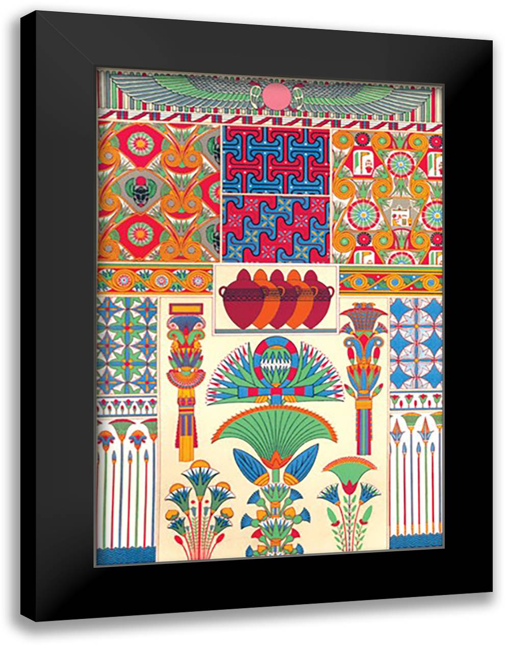Egyptian Dcor 16x22 Black Modern Wood Framed Art Print Poster by Racinet, Auguste