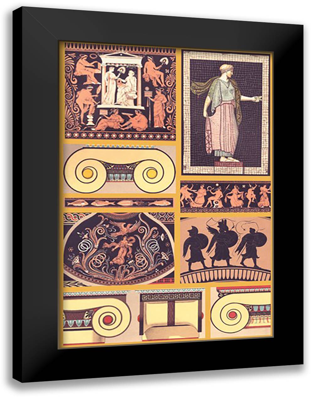 Greek Figures 16x22 Black Modern Wood Framed Art Print Poster