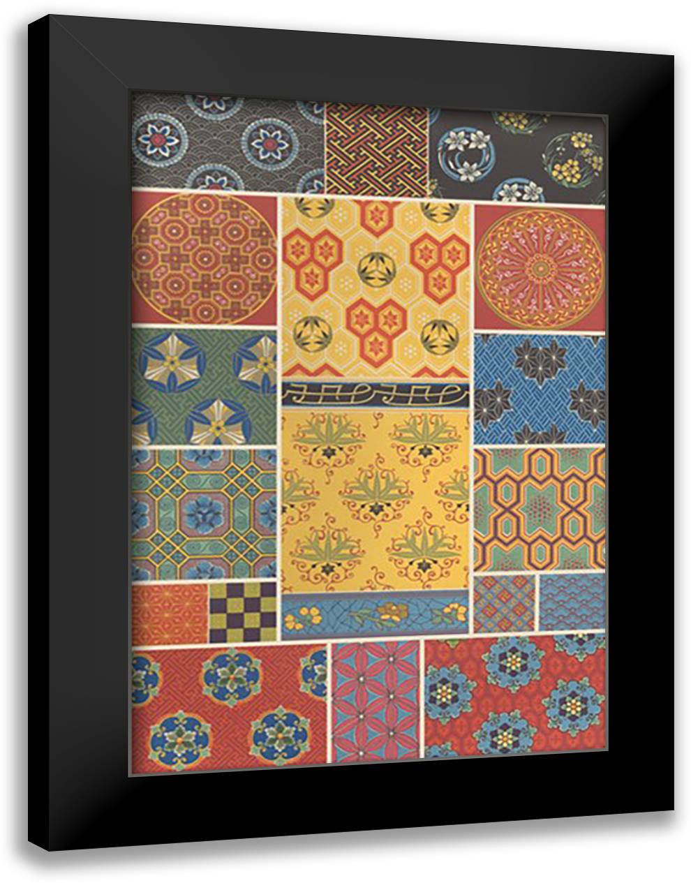 Oriental Design #3 16x22 Black Modern Wood Framed Art Print Poster by Racinet, Auguste