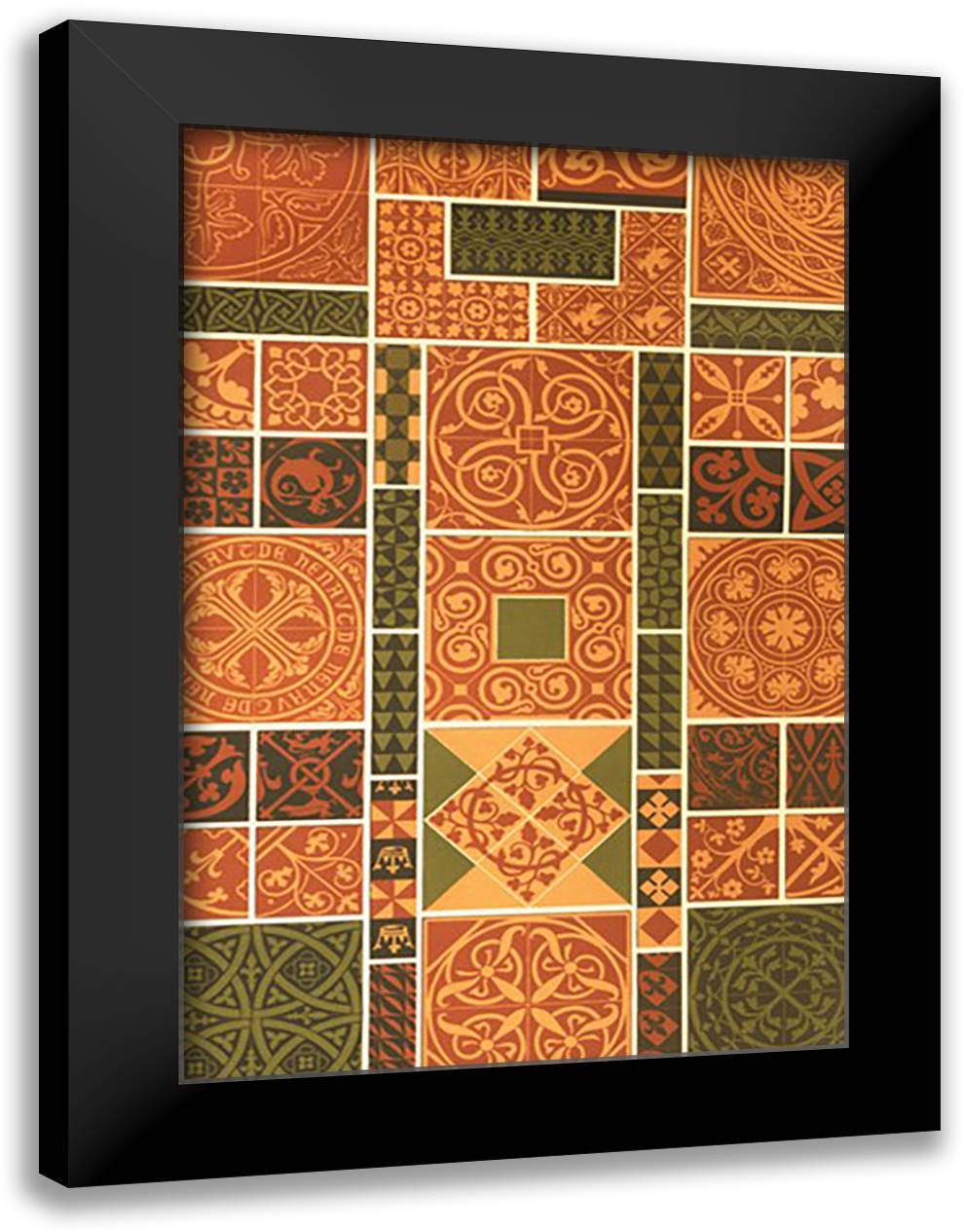 Moyen-Age Design #1 16x22 Black Modern Wood Framed Art Print Poster by Racinet, Auguste