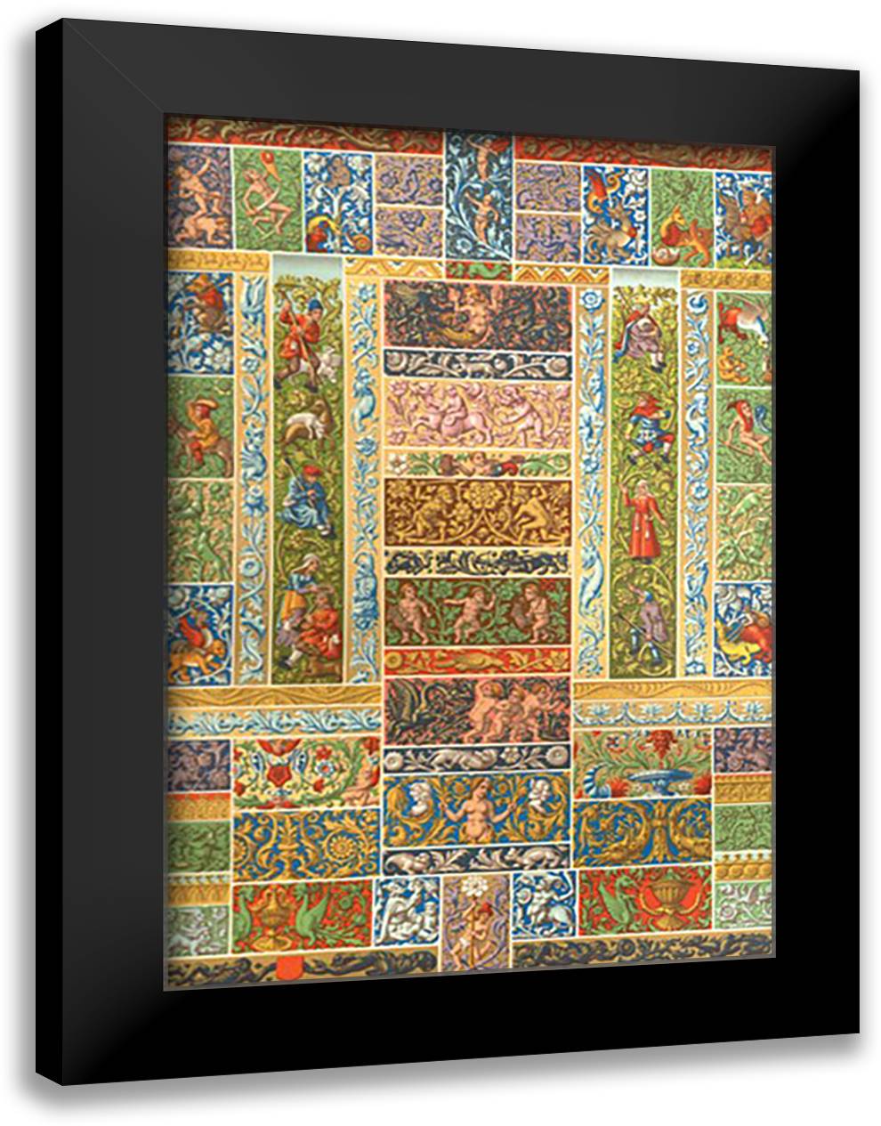 Designs of the Renaissance 16x22 Black Modern Wood Framed Art Print Poster by Racinet, Auguste