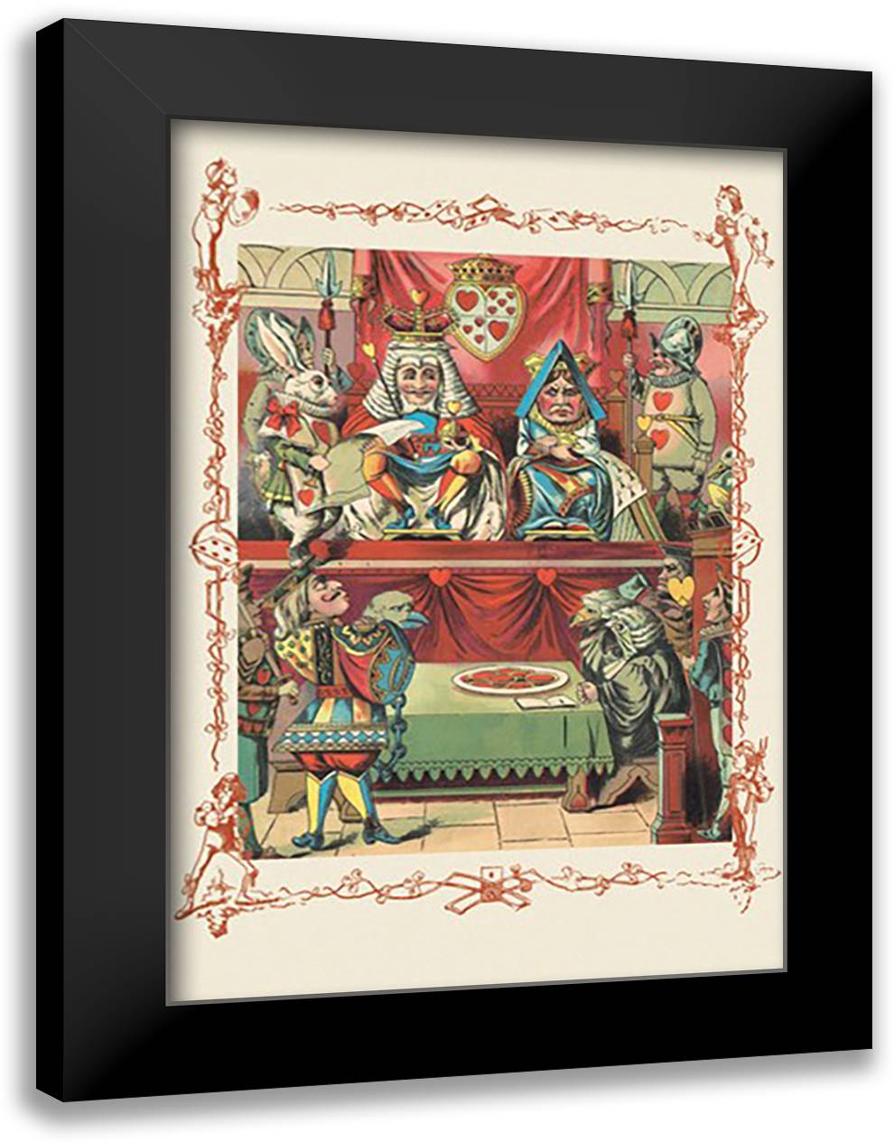 Alice in Wonderland: The King and Queen's Court 16x22 Black Modern Wood Framed Art Print Poster by Tenniel, John