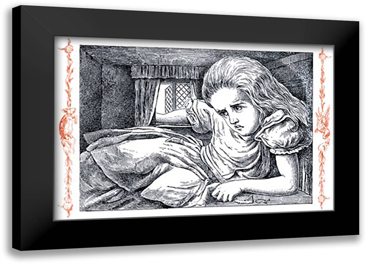 Alice in Wonderland: Alice Grows Large 22x16 Black Modern Wood Framed Art Print Poster by Tenniel, John