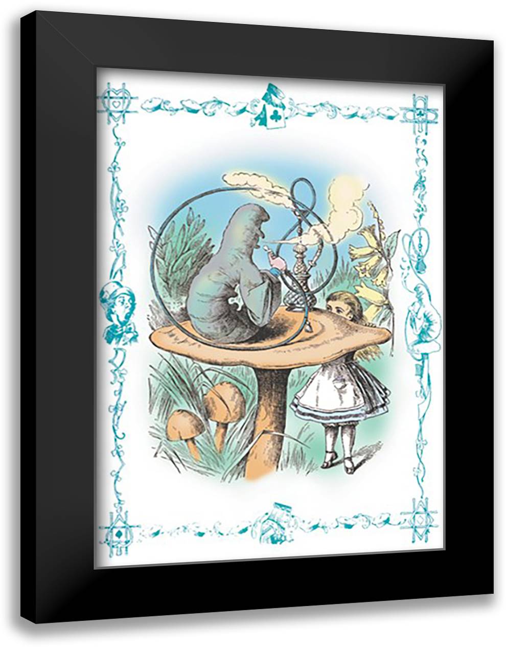 Alice in Wonderland: Advice from a Caterpillar 16x22 Black Modern Wood Framed Art Print Poster by Tenniel, John