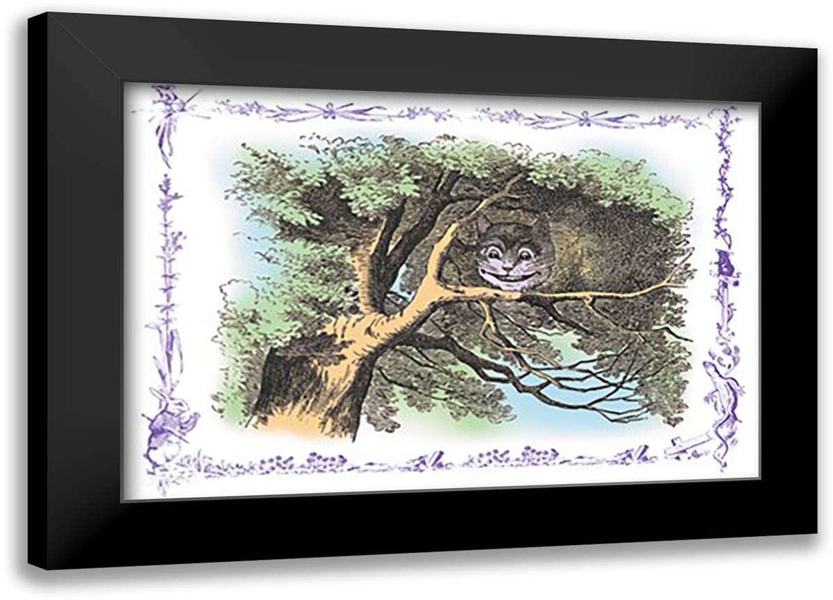 Alice in Wonderland: The Cheshire Cat 22x16 Black Modern Wood Framed Art Print Poster by Tenniel, John