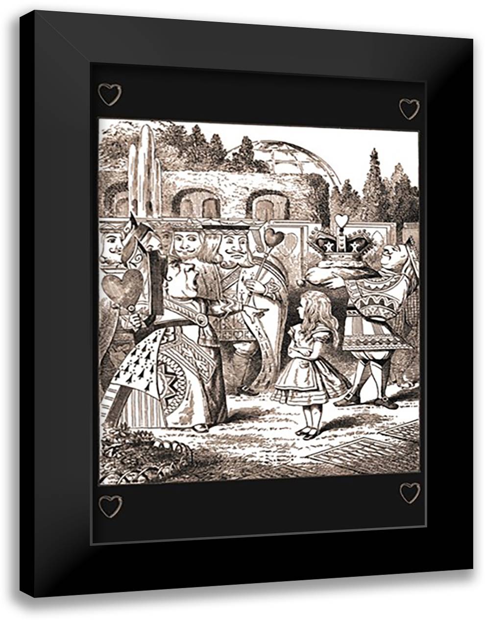 Through the Looking Glass: The Queen's Croquet Ground 16x22 Black Modern Wood Framed Art Print Poster by Tenniel, John