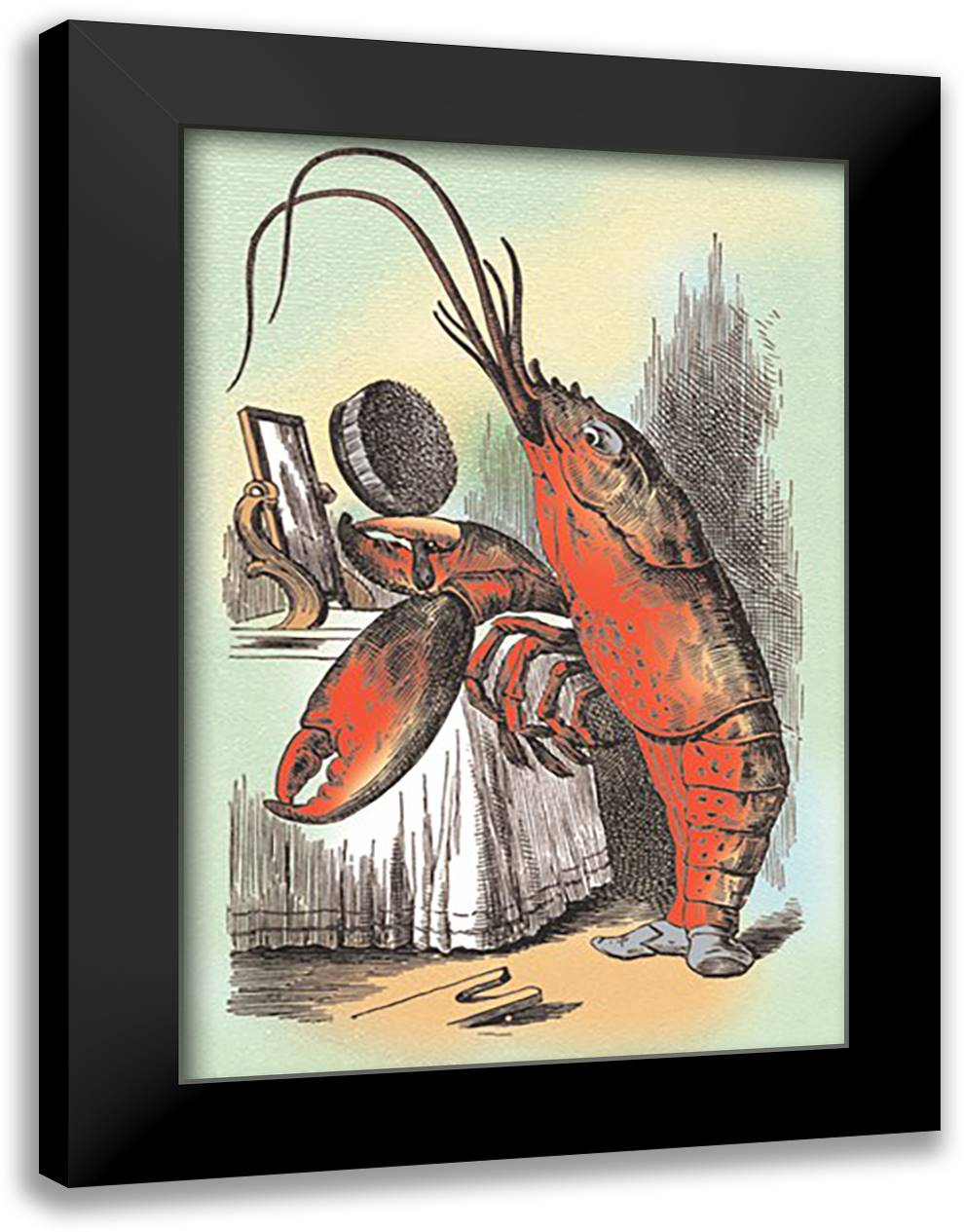 Through the Looking Glass: The Lobster Quadrille 16x22 Black Modern Wood Framed Art Print Poster by Tenniel, John