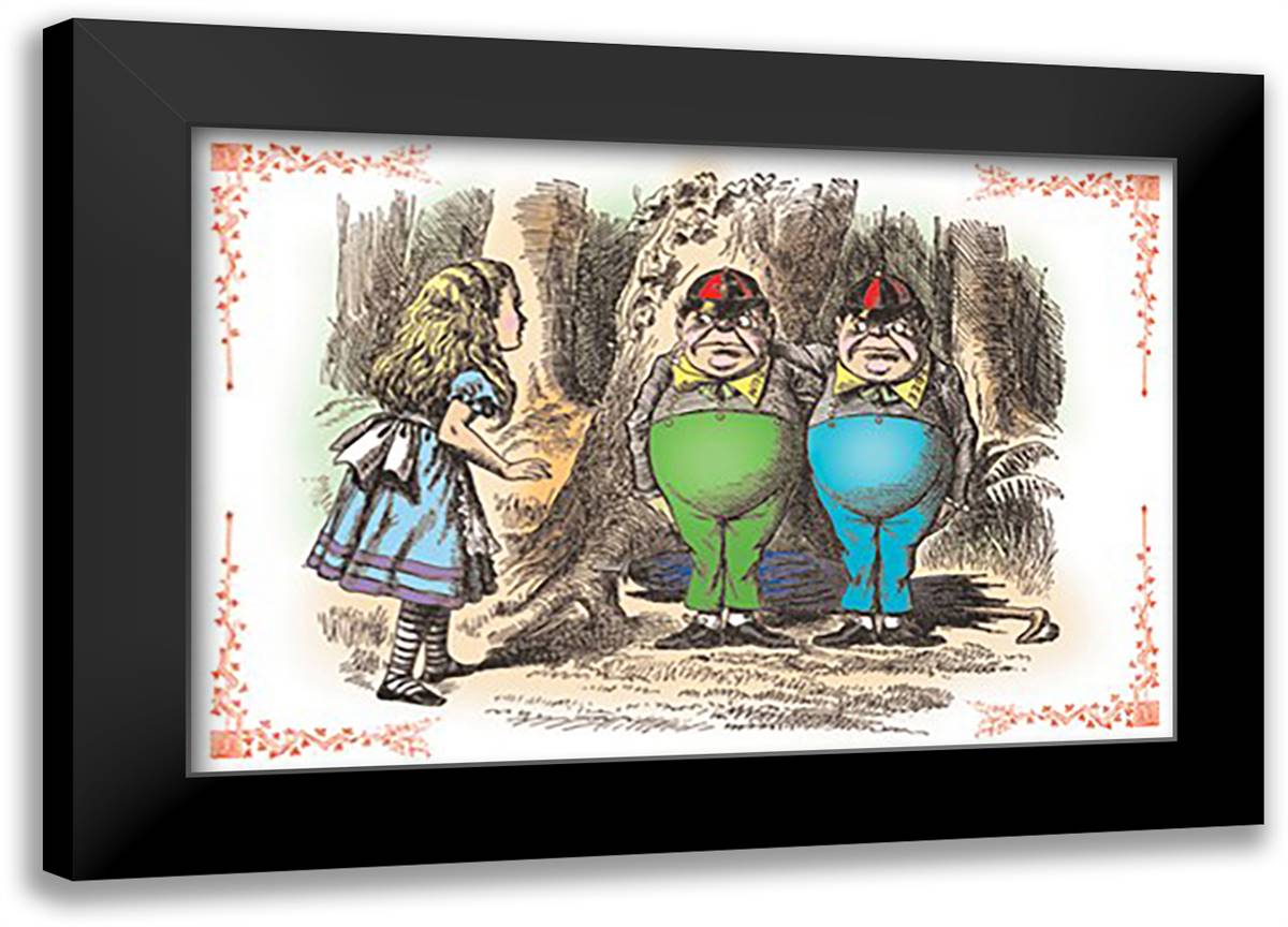 Through the Looking Glass: Tweedledum and Tweedledee 22x16 Black Modern Wood Framed Art Print Poster by Tenniel, John