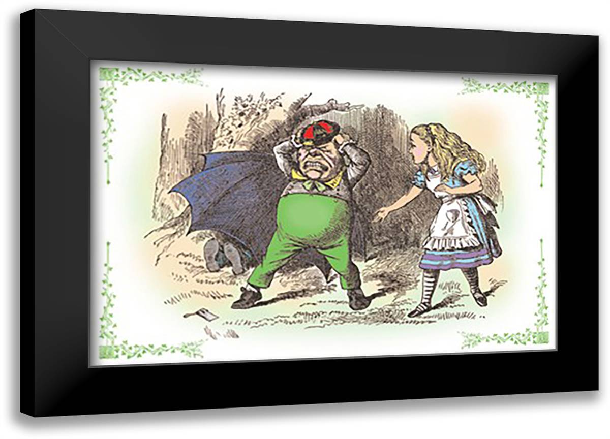 Through the Looking Glass: Tweedledum's Fuss 22x16 Black Modern Wood Framed Art Print Poster by Tenniel, John