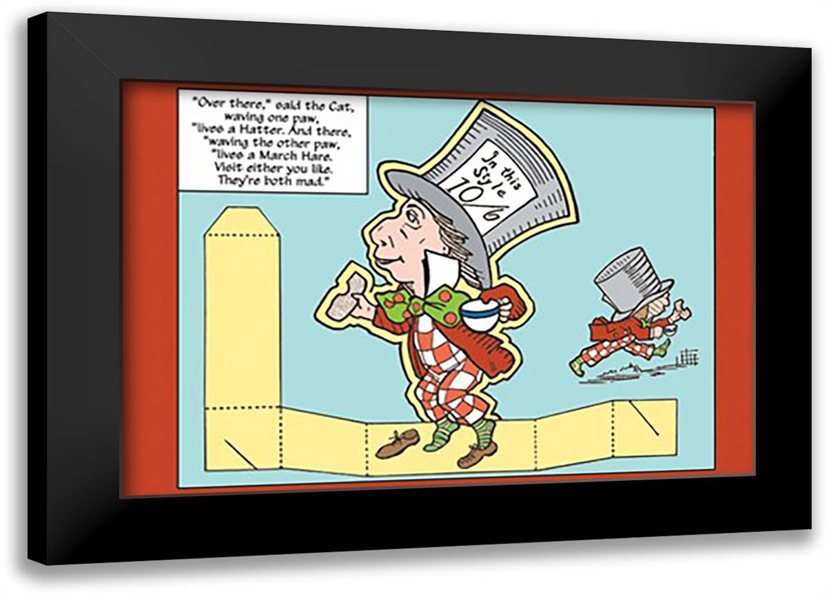 Alice in Wonderland: The Mad Hatter 22x16 Black Modern Wood Framed Art Print Poster by Tenniel, John