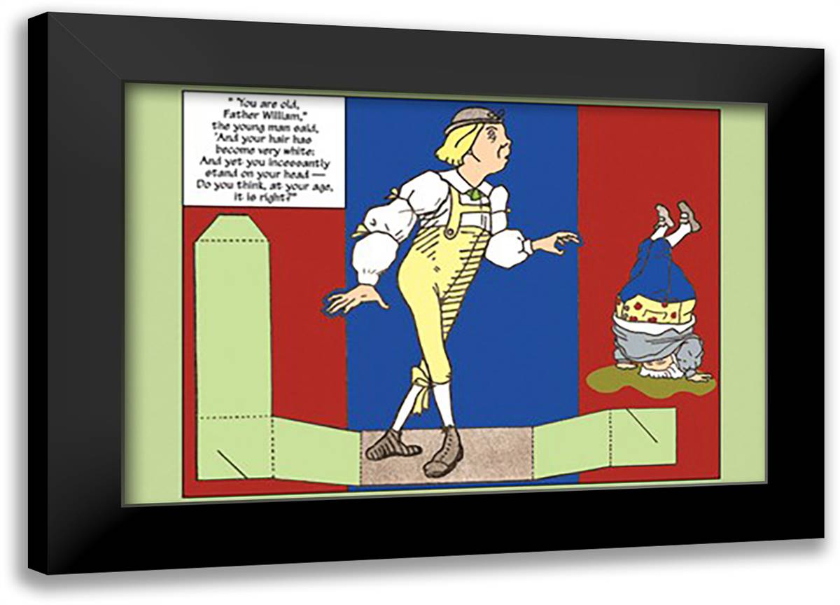 Alice in Wonderland: Father William Stands on his Head 22x16 Black Modern Wood Framed Art Print Poster by Tenniel, John
