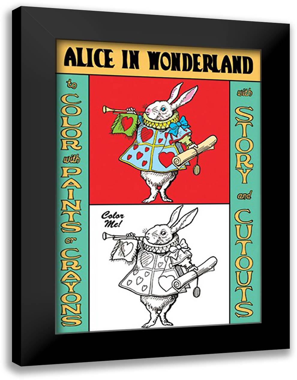 Alice in Wonderland: The White Rabbit - Color Me! 16x22 Black Modern Wood Framed Art Print Poster by Tenniel, John