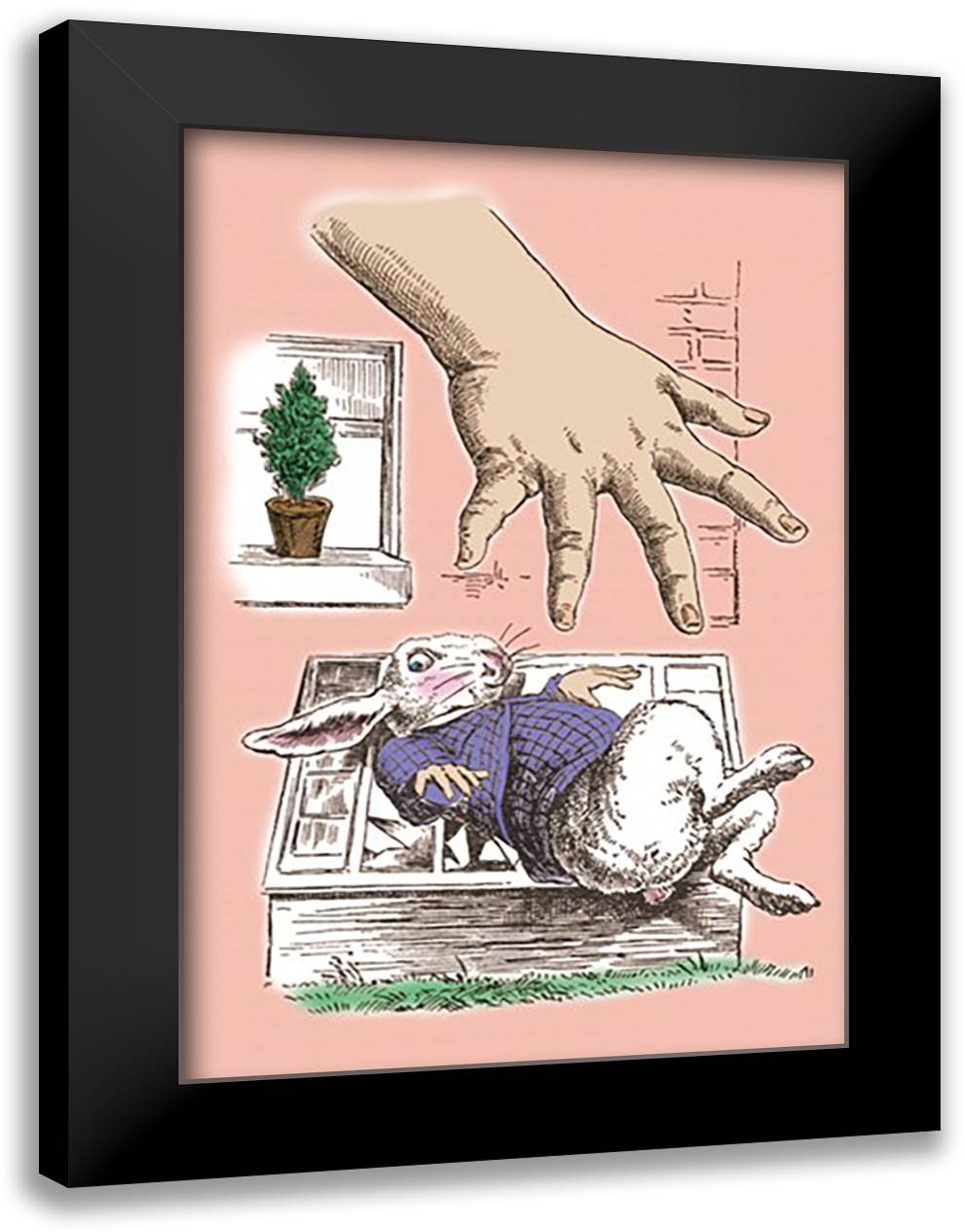 Alice in Wonderland: The White Rabbit and Alice's Big Hand 16x22 Black Modern Wood Framed Art Print Poster by Tenniel, John