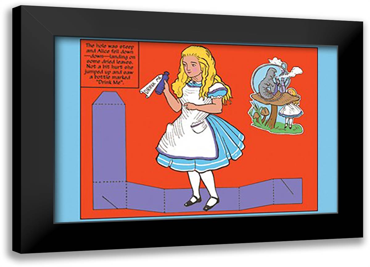 Alice in Wonderland: Drink Me 22x16 Black Modern Wood Framed Art Print Poster by Tenniel, John