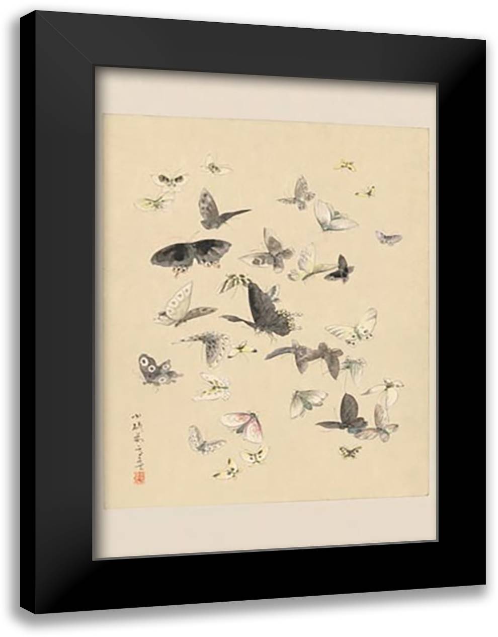 Butterflies 16x22 Black Modern Wood Framed Art Print Poster by Settso