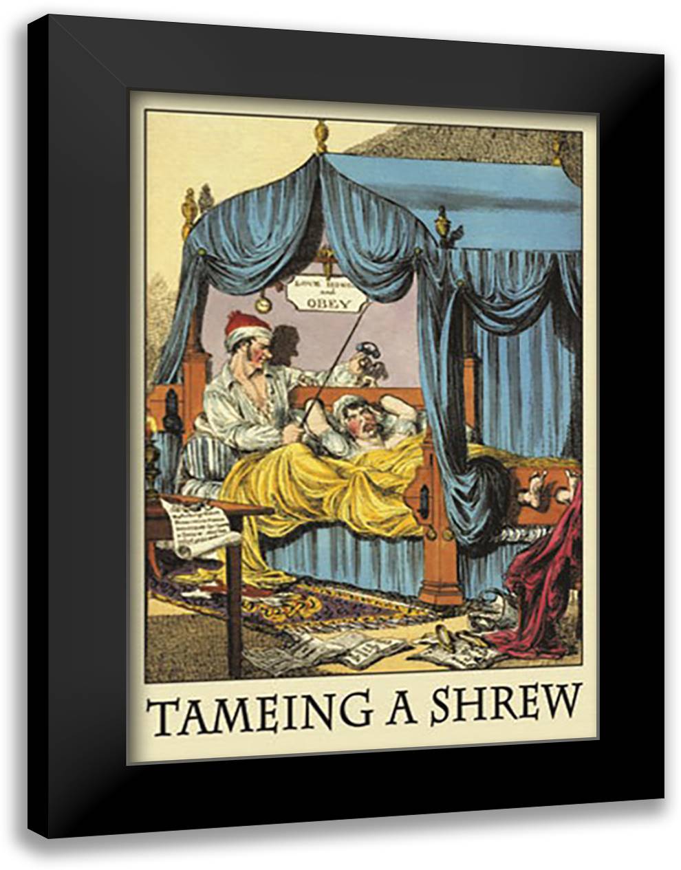 Tameing A Shrew 16x22 Black Modern Wood Framed Art Print Poster by Tegg, Thomas