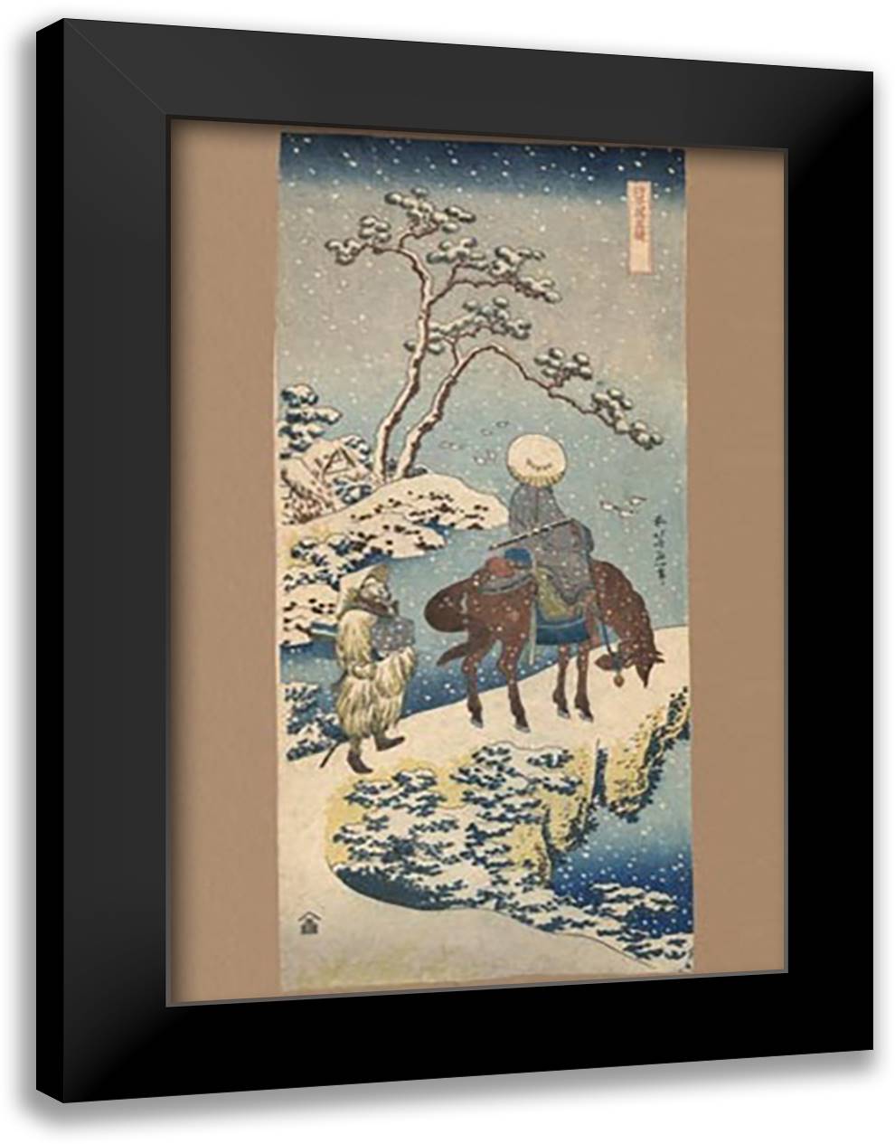 Pondering a Snowstorm 16x22 Black Modern Wood Framed Art Print Poster