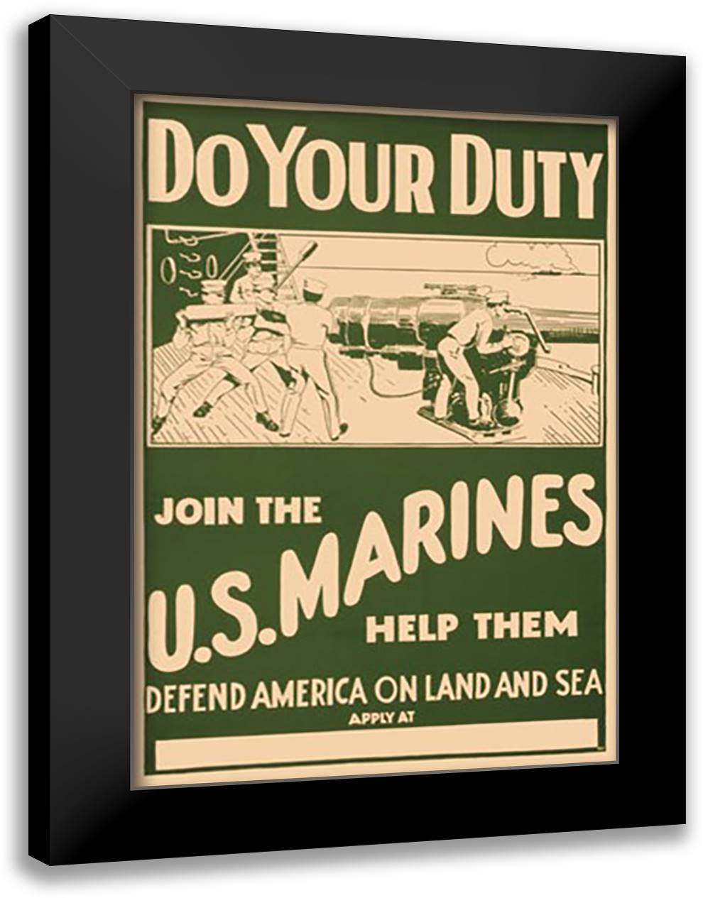 Do your Duty. Join the U.S. Marines 16x22 Black Modern Wood Framed Art Print Poster