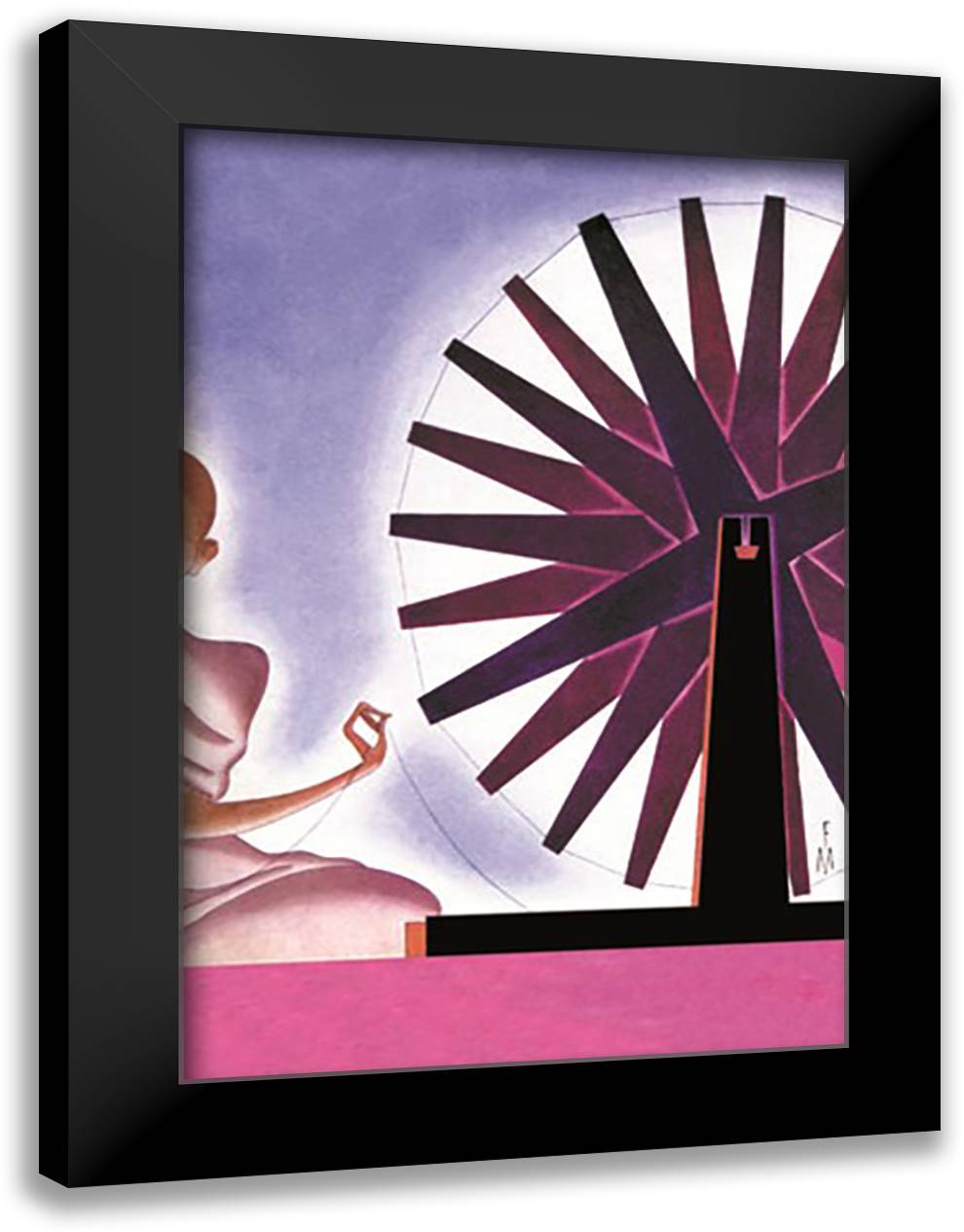 India's Symbolic Wheel 16x22 Black Modern Wood Framed Art Print Poster by McIntosh, Frank