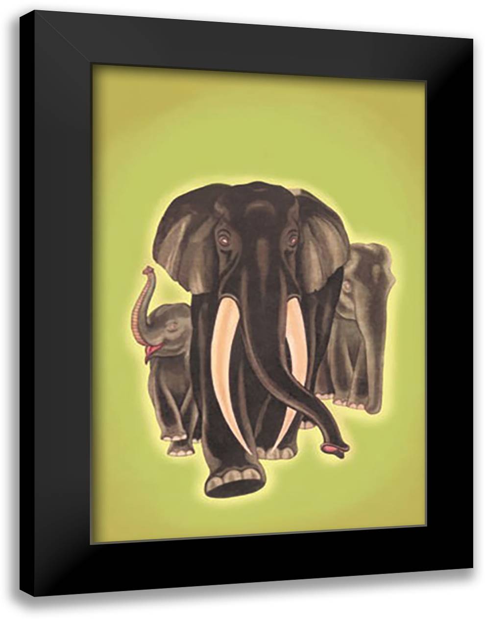 Indian Elephants 16x22 Black Modern Wood Framed Art Print Poster by Harrer, Robert