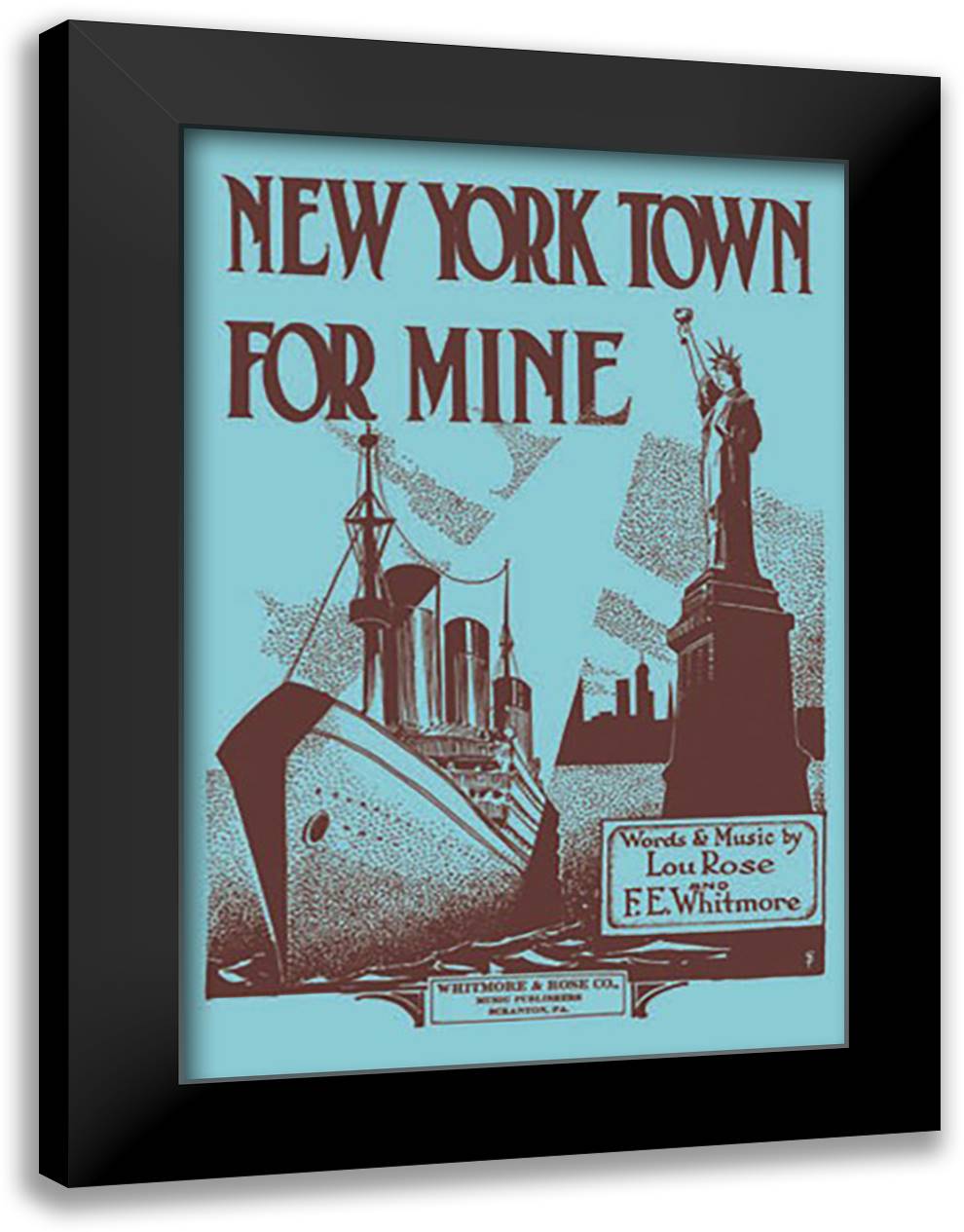 New York Town For Mine 16x22 Black Modern Wood Framed Art Print Poster by S.T.