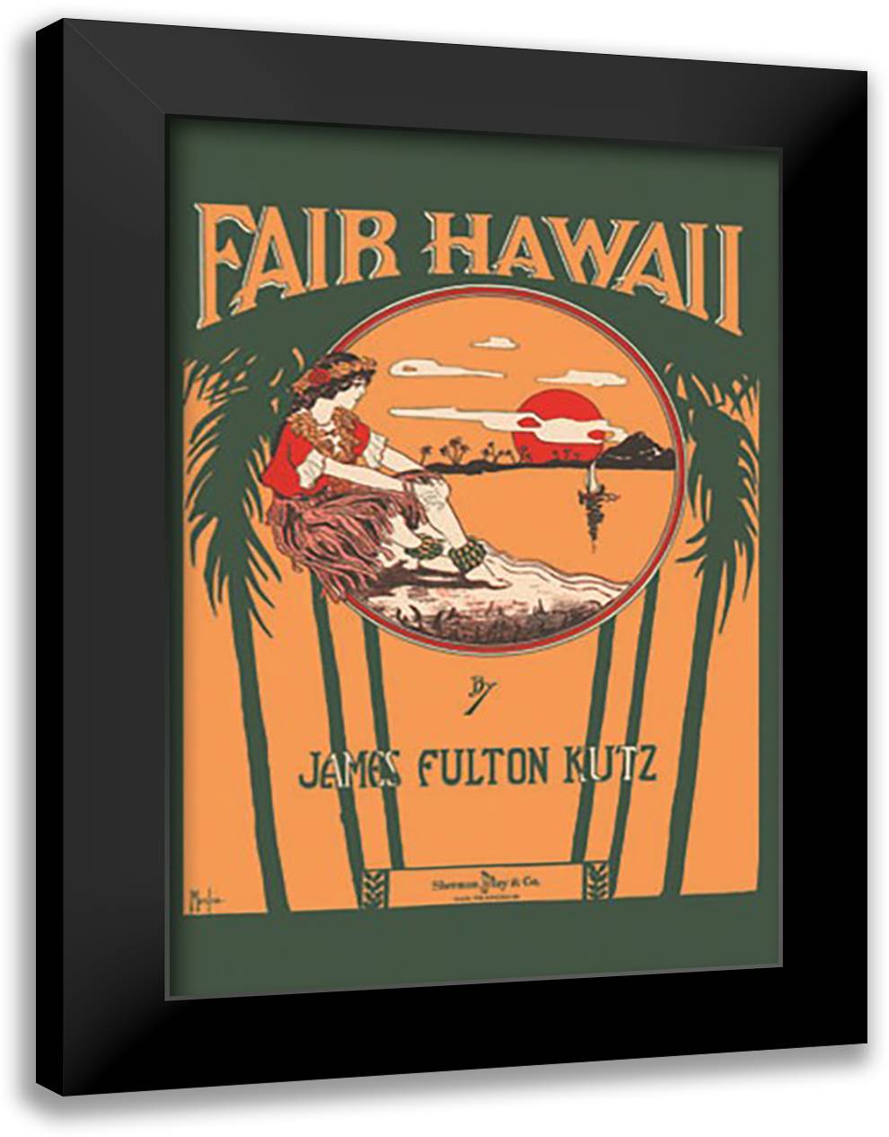 Fair Hawaii 16x22 Black Modern Wood Framed Art Print Poster by Morgan, Evelyn De