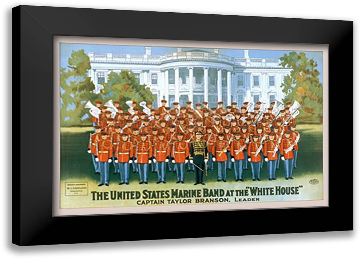The United States Marine Band at the White House 22x16 Black Modern Wood Framed Art Print Poster by Radcliffe, W.l.