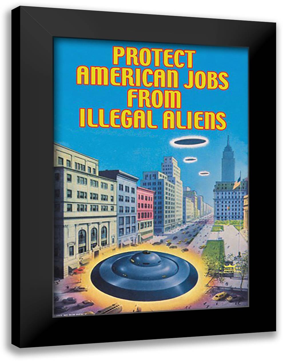 Protect American Jobs 16x22 Black Modern Wood Framed Art Print Poster by Pierce, Wilbur