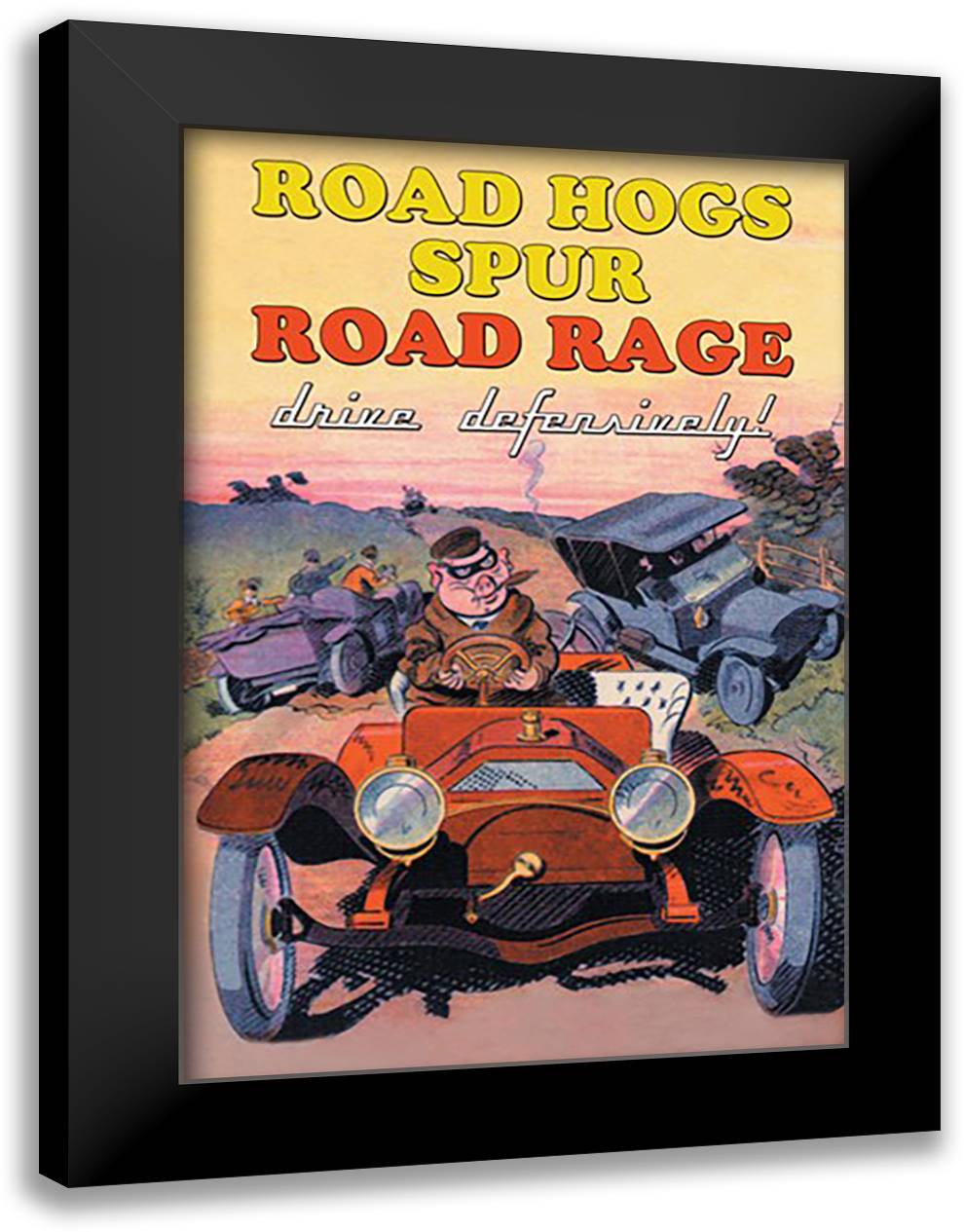 Road Hogs 16x22 Black Modern Wood Framed Art Print Poster by Pierce, Wilbur