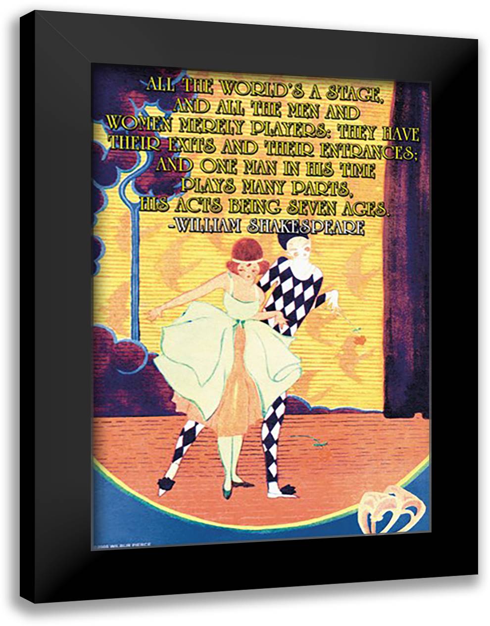 All the World's a Stage 16x22 Black Modern Wood Framed Art Print Poster by Pierce, Wilbur
