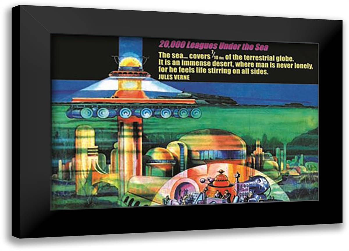 20,000 Leagues Beneath the Sea 22x16 Black Modern Wood Framed Art Print Poster by Pierce, Wilbur